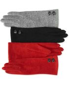 Lauren by Ralph Lauren Enamel Button Touch Gloves - Lyst