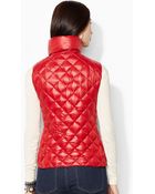 Lauren by Ralph Lauren Quilted Mockneck Vest - Lyst