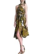 Donna Karan New York Printed Draped Bodice Dress - Lyst