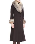 Belle Fare Maxi Cashmere Coat W/ Fur Trim - Lyst