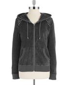 MICHAEL Michael Kors Studded Velour Zip Up - Lyst