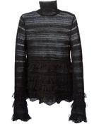 Alexander McQueen Fringed Open Knit Sweater - Lyst