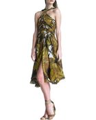 Donna Karan New York Printed Draped Bodice Dress - Lyst