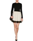 RED Valentino Long Sleeve Dress With Faux Fur Skirt - Lyst