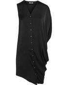 Helmut Lang Asymmetric Crinkledsatin Mini Dress - Lyst