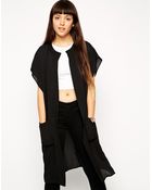 Asos Patch Pocket Longline Kimono - Lyst