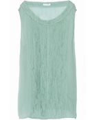 Oscar de la Renta Crinkled Silkchiffon Top - Lyst