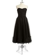 Ml Monique Lhuillier Strapless Mesh A Line Dress - Lyst