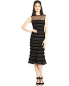 Oscar de la Renta Satin & Velvet Banded Cocktail Dress - Lyst