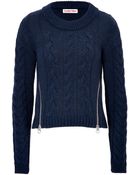 See By Chloé Wool Cable Knit Sweater With Zippers - Lyst