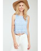 Forever 21 Floral Lace Split-Back Top - Lyst