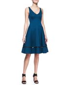 Donna Karan New York A-Line Cocktail Dress With Sheer Inset - Lyst