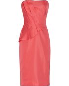 Lela Rose Pleated Satin Dress - Lyst
