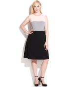 Calvin Klein Plus Size Sleeveless Colorblock Dress - Lyst