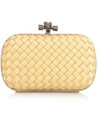 Bottega Veneta Knot Satin And Watersnake Clutch - Lyst