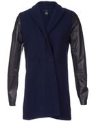 Scoop Long Leather Sleeve Wool Coat - Lyst