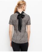 Ann Taylor Petite Cheetah Print Bow Top - Lyst