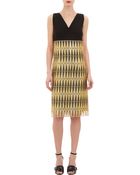 Derek Lam Shift Dress with Lacquered Lace Overlay - Lyst