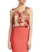 St. John Collection Bouquet-Print V-Neck Shell - Lyst