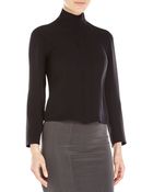 Giorgio Armani Black Mock Neck Silk Blouse - Lyst