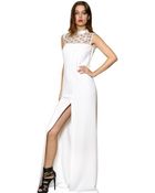 John Richmond Eyelets Lace Viscose Cady Long Dress - Lyst