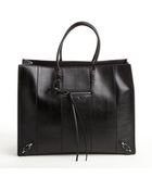 Balenciaga Black Lizard Embossed Leather Top Handle Tote Bag - Lyst
