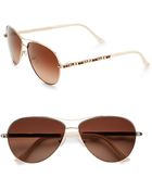 Judith Leiber Royal Plisse 58mm Aviator Sunglassesgold - Lyst