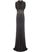 Vilshenko Gold Floral Lurex Carolla Gown - Lyst