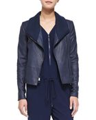 Vince Knit-collar Leather Jacket - Lyst