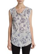 Rebecca Taylor Zen Flower-Print Silk Blouse - Lyst