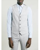 Topman Premium Grey Herringbone Suit Waistcoat - Lyst