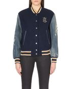Diesel Varsity Wool-blend and Denim Jacket - Lyst