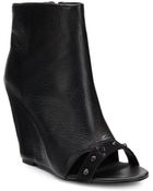Ash Julie Leather Wedge Open-Toe Booties - Lyst