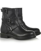 Karl Lagerfeld Buckled Leather Ankle Boots - Lyst
