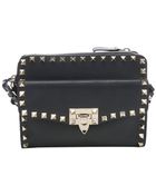 Valentino Black Leather 'Rockstud' Studded Shoulder Bag - Lyst