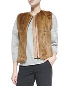 Vince Quilted Leather/Fur Zip Vest - Lyst