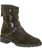 Stuart Weitzman Jitterbug Boot Olive Suede - Lyst