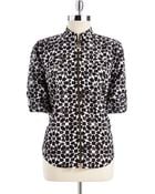 MICHAEL Michael Kors Geo Print Zip Blouse - Lyst