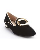 Armani Black And Gold Suede Leather Trimmed Slip-On Loafers - Lyst