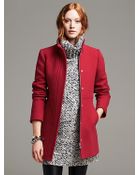Banana Republic Red Wool Coat - Lyst