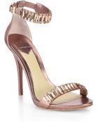 B Brian Atwood Ciara Crystal & Metallic Leather Sandals - Lyst