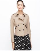Ann Taylor Faux Leather Trim Trench Jacket - Lyst