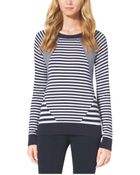 Michael Kors Striped Cotton-Blend Sweater - Lyst