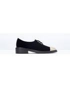 Zara Metal Detail Velvet Bluchers - Lyst