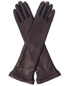 Lanvin Long-Length Leather And Wool Gloves - Lyst