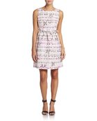 RED Valentino Printed Belted Fit-And-Flare Dress - Lyst