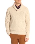 Gant Shawl Collar Beige Patch Sweater - Lyst