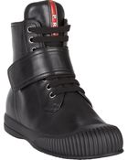 Prada Linea Rossa Hidden Wedge High-Top Sneakers - Lyst