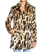 Armani Jeans Coat Eco Fur Leopard - Lyst