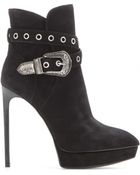 Saint Laurent Janis Suede Ankle Boots - Lyst